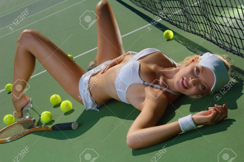 Pinkie June Nude Tennis Court