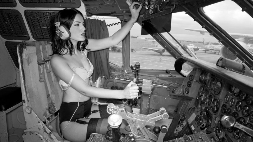 Girl in the cockpit