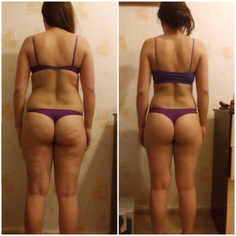 Buttocks before and after exercise