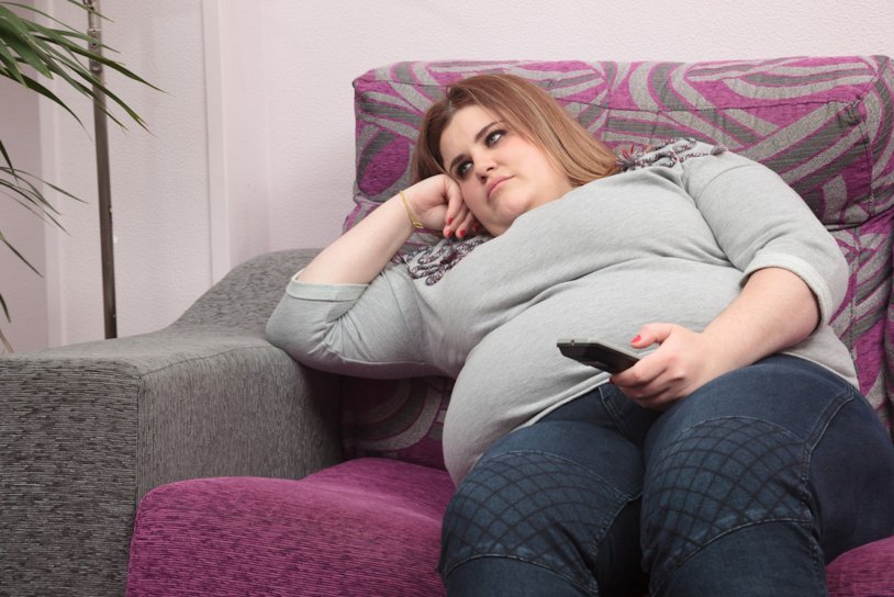 Fat woman on the couch