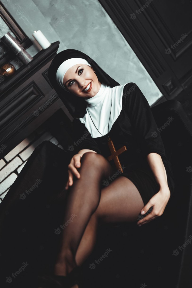 Nun in a night bar