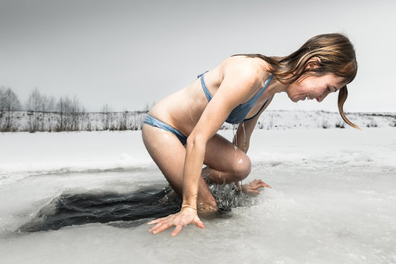 Girls swimming in the hole