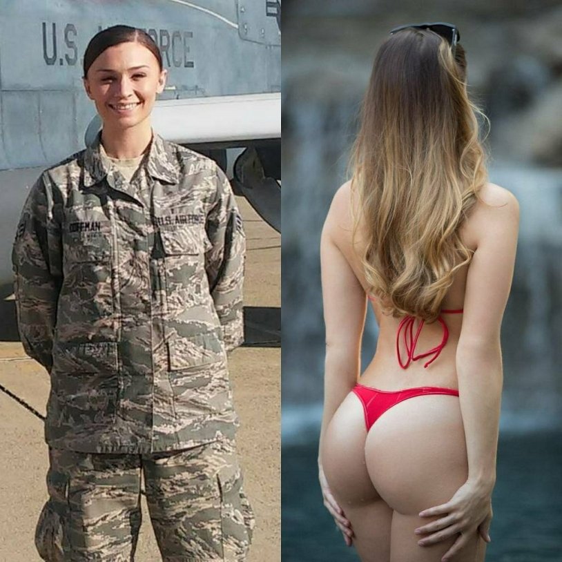 Beautiful girls in uniform and without it