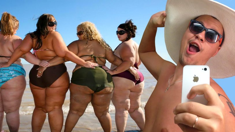 Naked fat women on the beach
