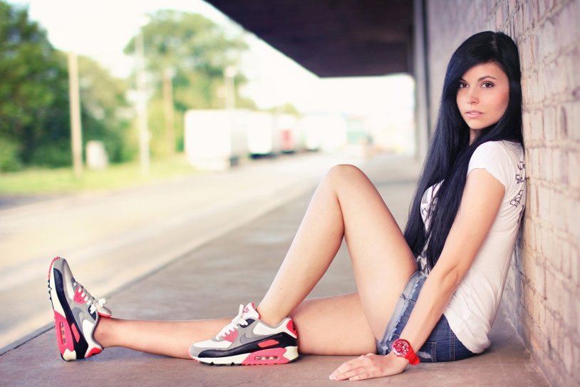Beautiful girls in sneakers