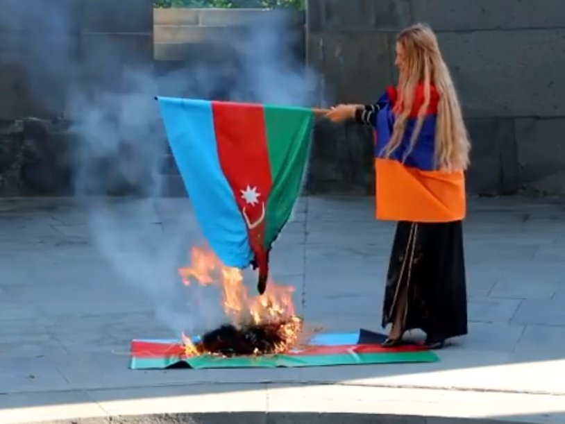 Girl with the Armenian flag