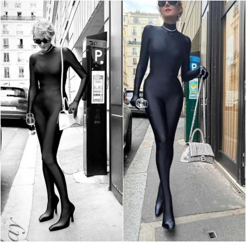 Renata Litvinova in a tight -fitting overalls