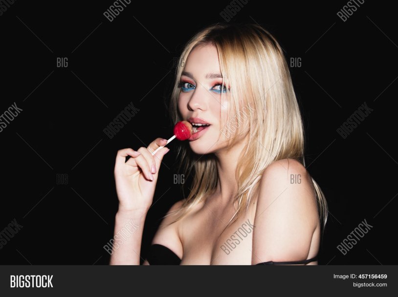 Naked with red lipstick with glasses