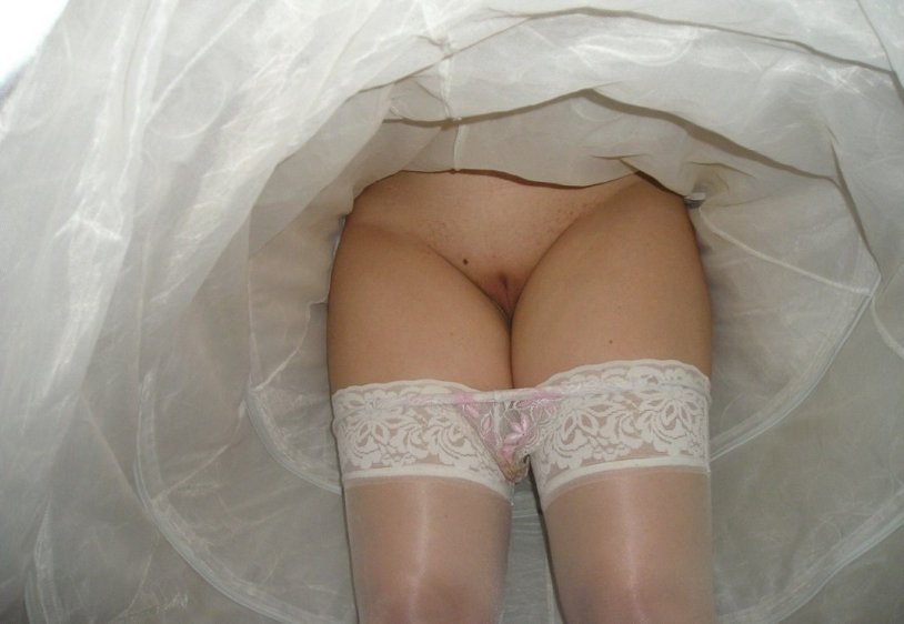 Under a dress at brides without panties