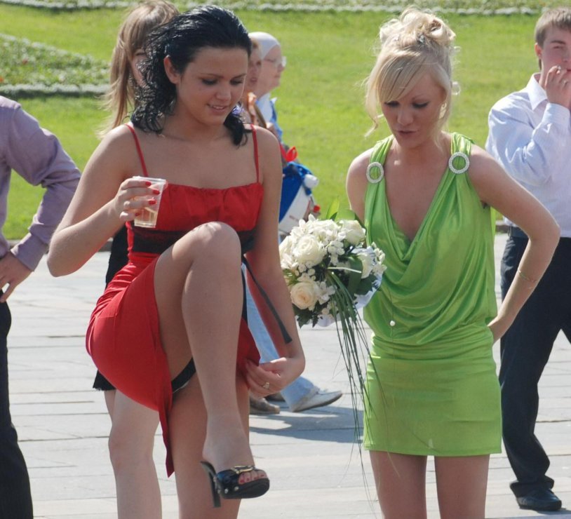 The bride’s girlfriends lit up