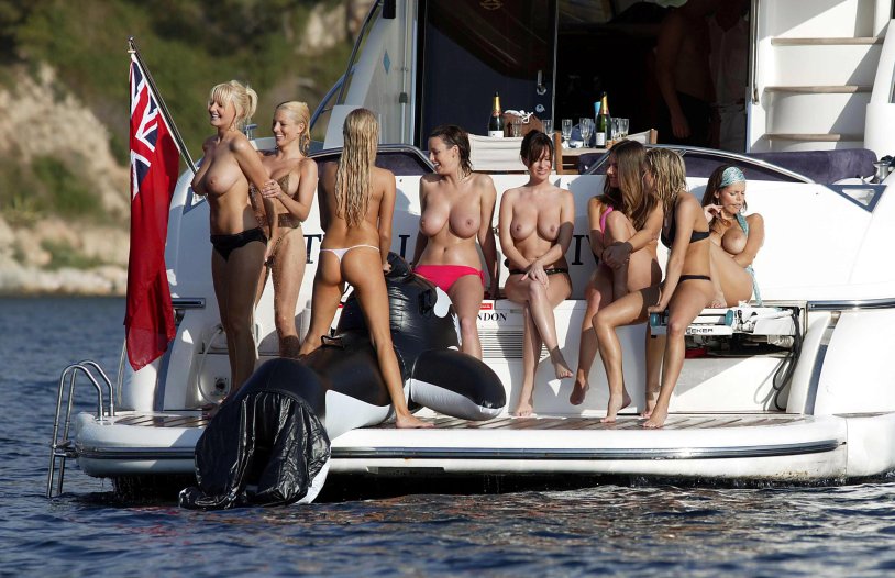 Topless party on a yacht