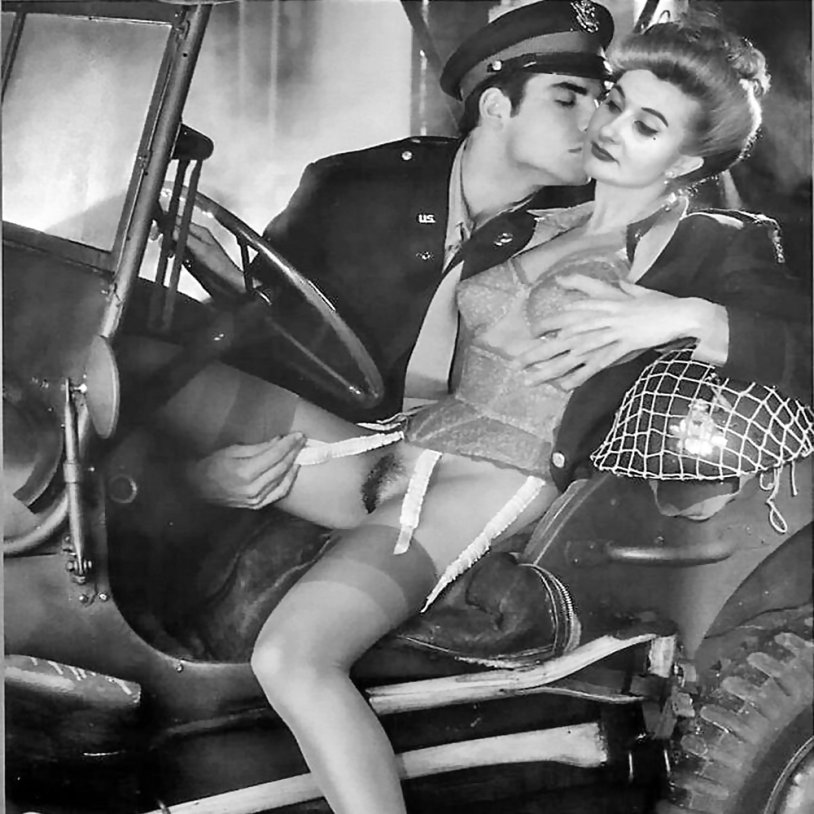 Women in the form of military retro porn