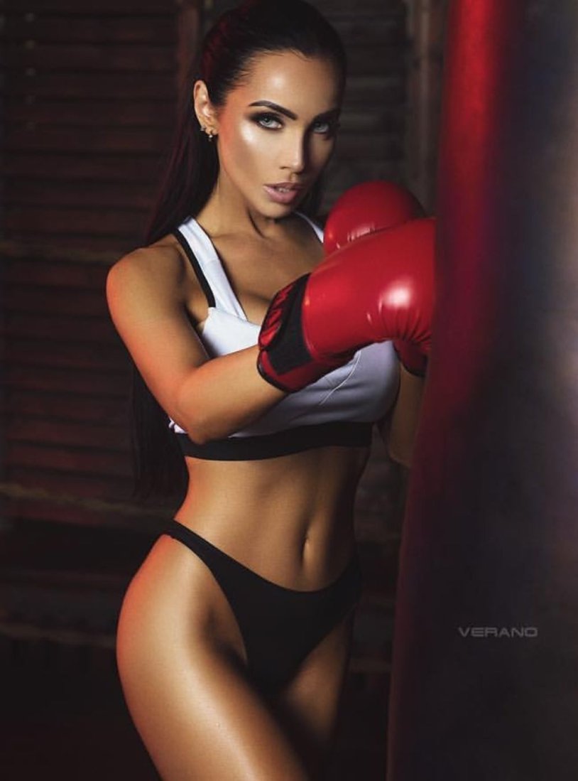 Girl in boxing gloves
