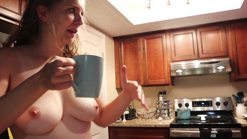 Naked wife in the kitchen