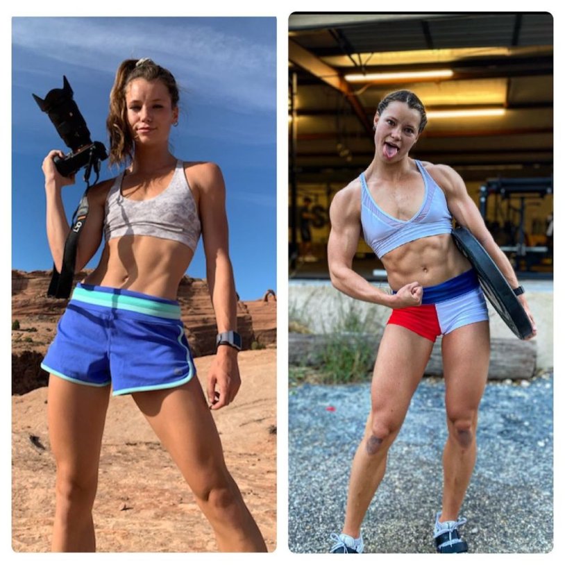 Crossfit before and after a photo of girls