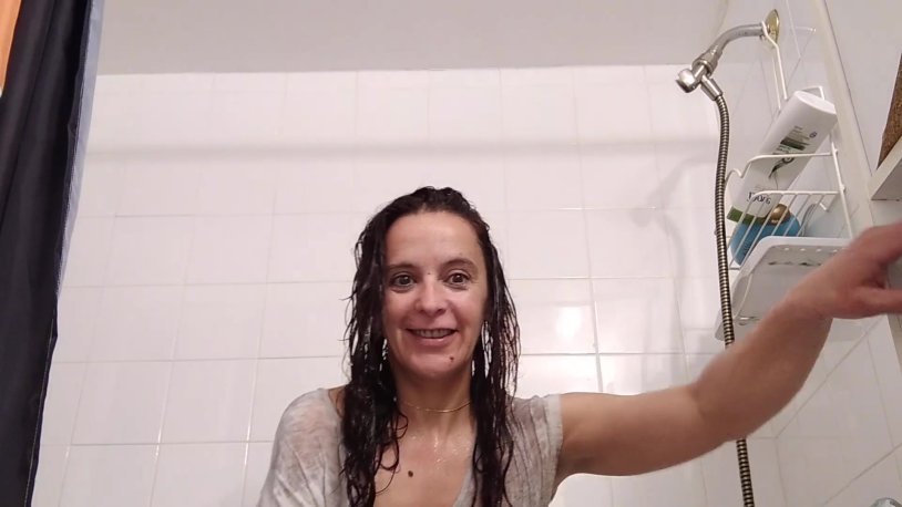 Woman takes a shower