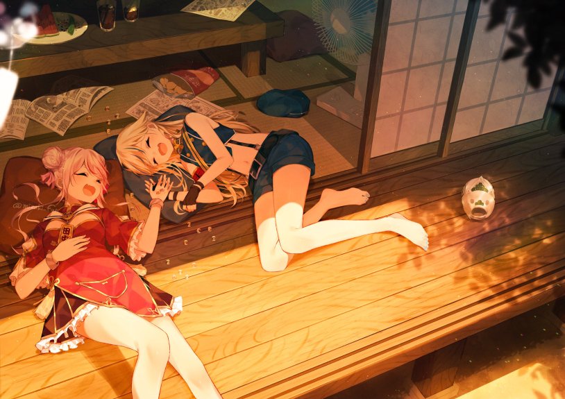 The girl strangles anime with her feet