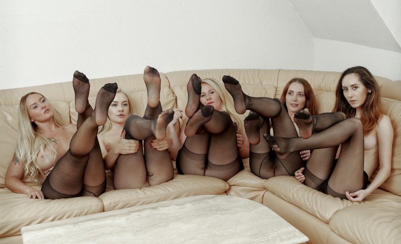 Many girls in pantyhose nude
