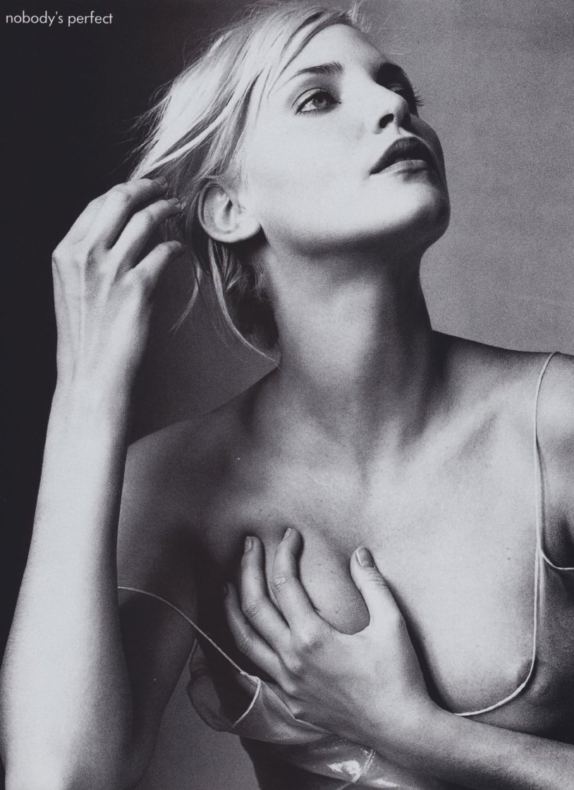 Nadia Auermann in a swimsuit at the show