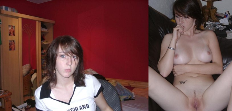 Cute striped girls without panties in a bush