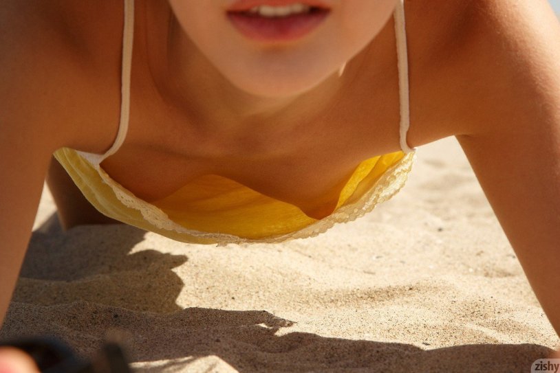 A nipple under a swimsuit