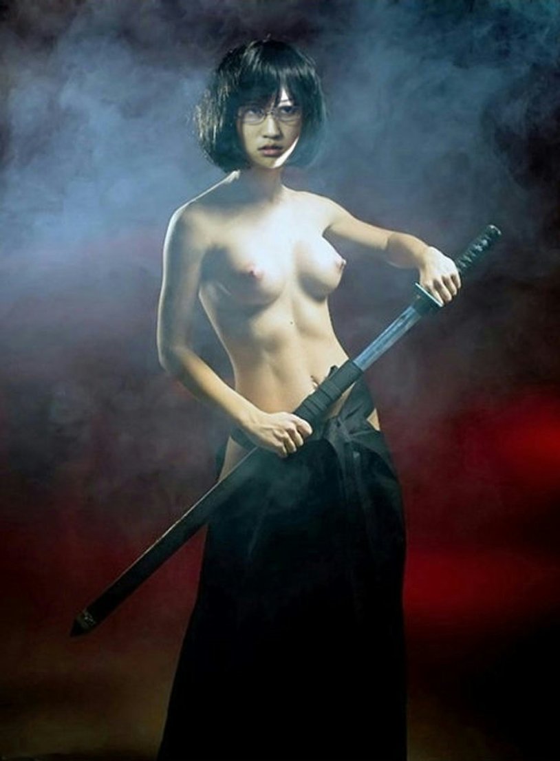 Naked woman with katana