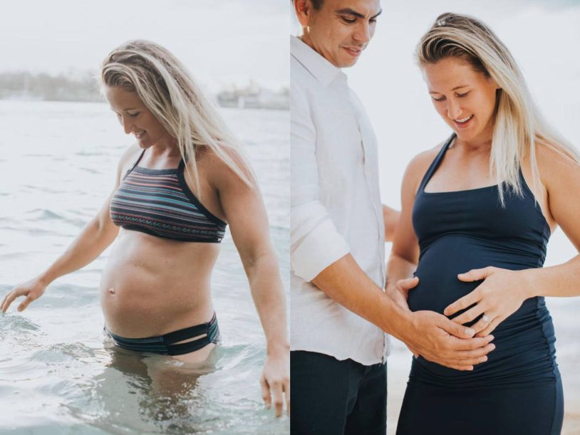 Pregnant photo shoot at sea