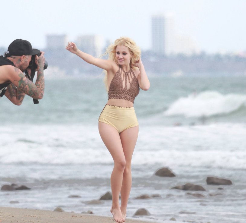 Angury Rice in a swimsuit