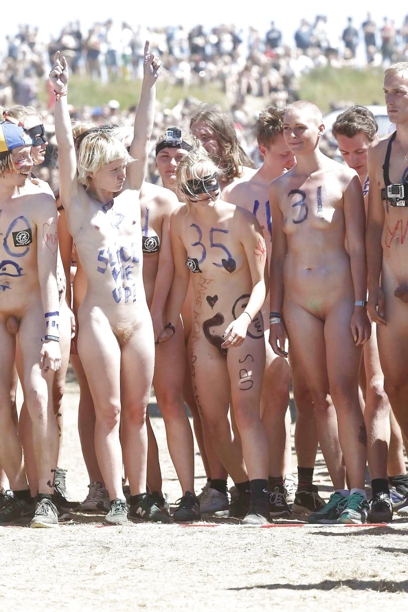 Festival parade of naked women