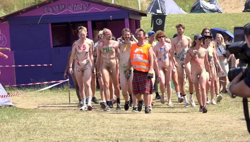 Naked girls on Roskilde Run Festival