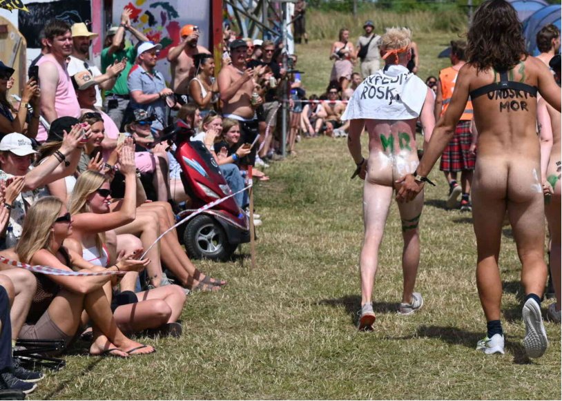Naked girls on Roskilde Run Festival
