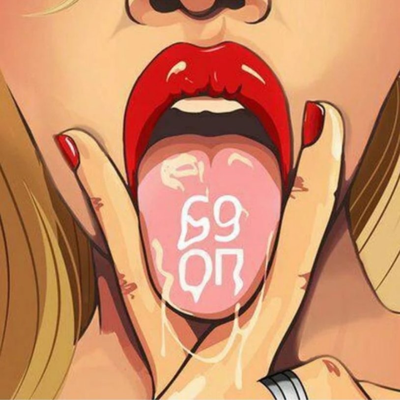 Girl tongue between fingers