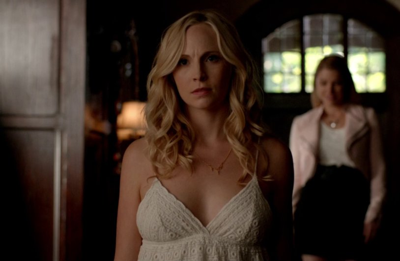Caroline Forbes in a dress