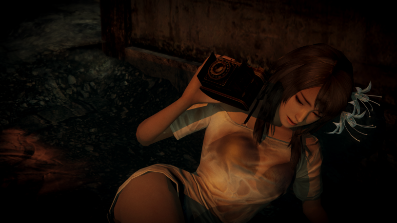 Horror game with a beautiful girl brunette