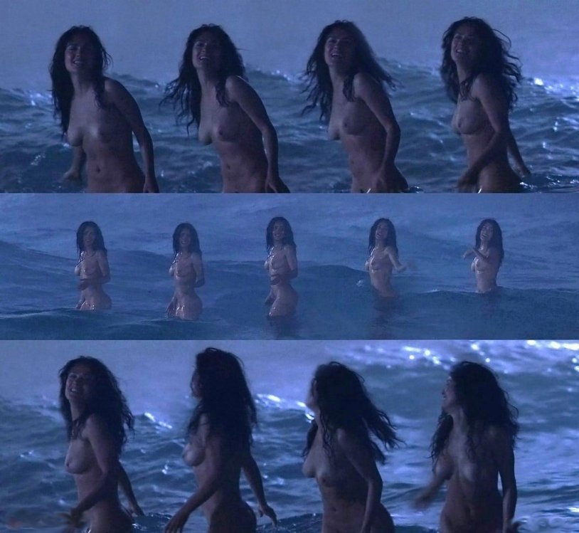 Salma Hayek naked in the sea