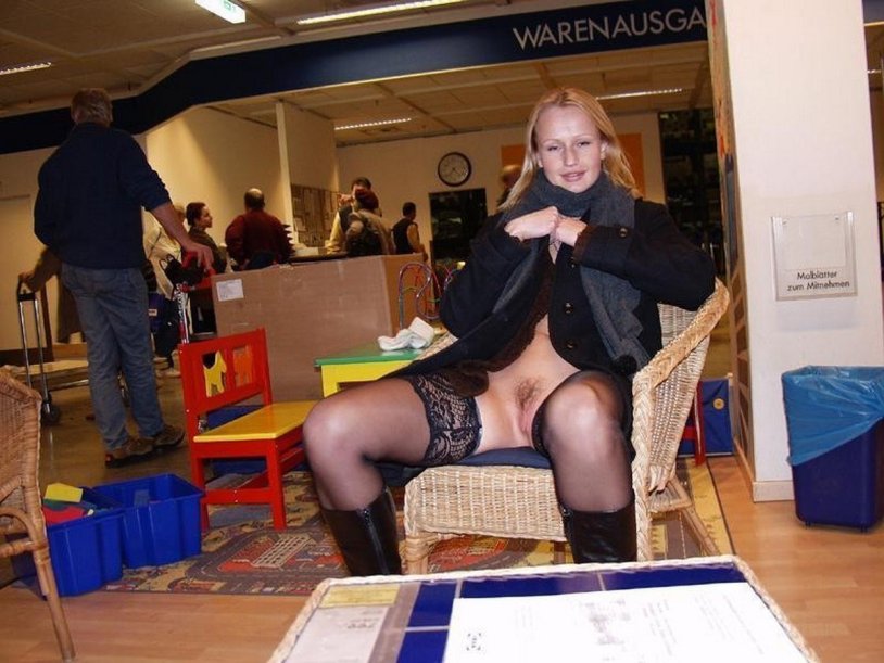 Girls without panties at work