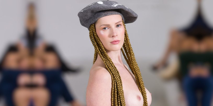 Completely naked on the catwalk