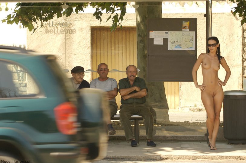 Woman naked on the street