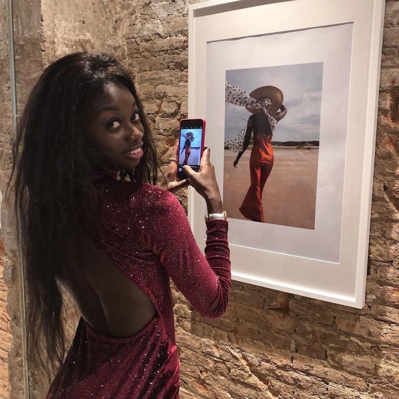 Fatima Diame in a dress
