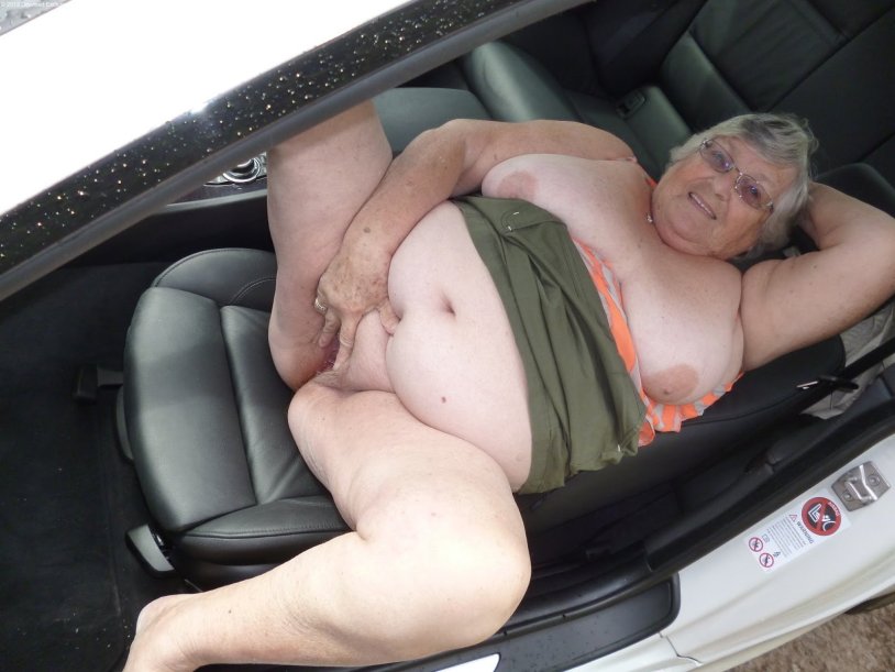 Naked old women in the car