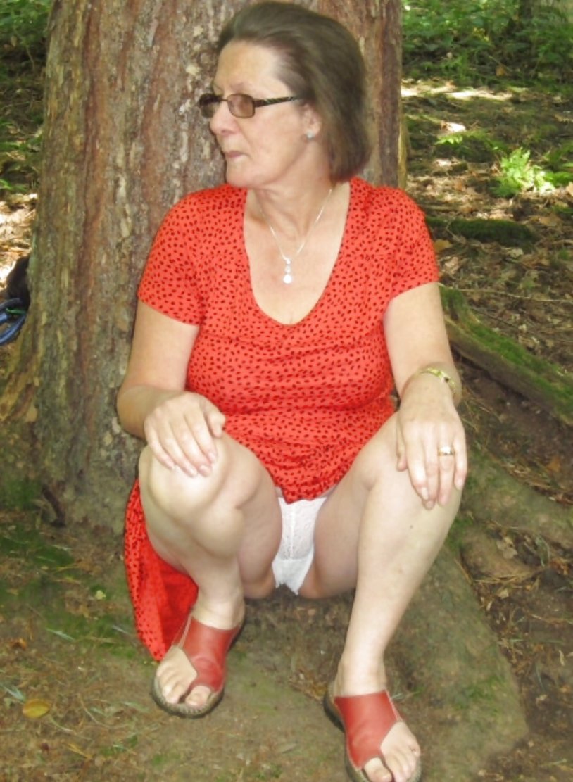 Panties under the skirt in elderly women