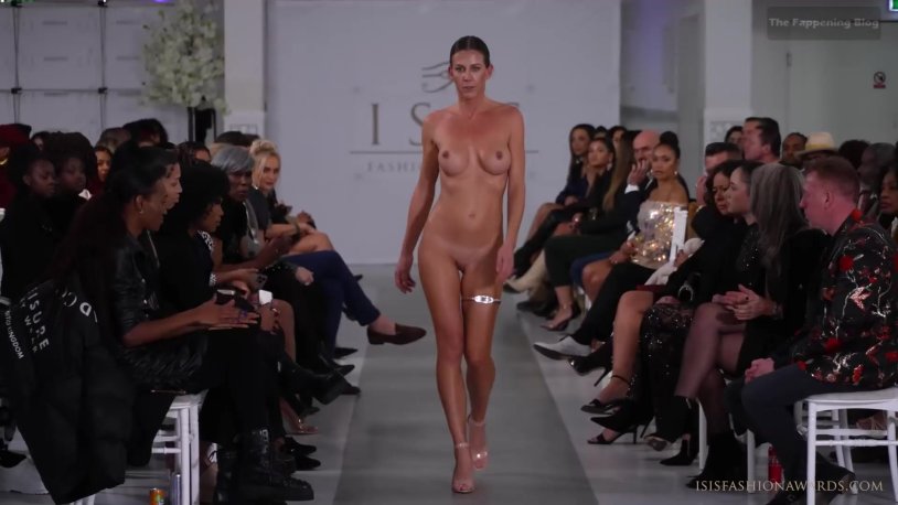 Naked fashion model on the catwalk