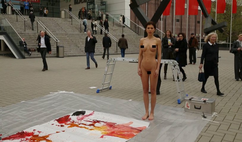 Naked artist performance