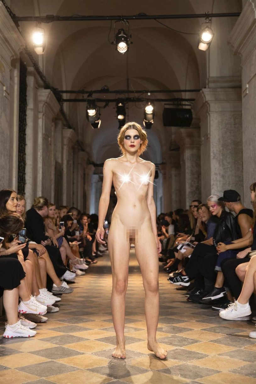 Fashion show of naked women