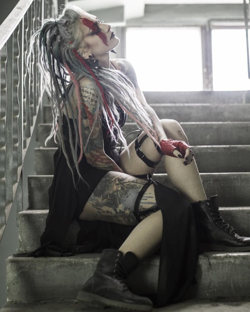 BDSM with a girl with dreadlocks