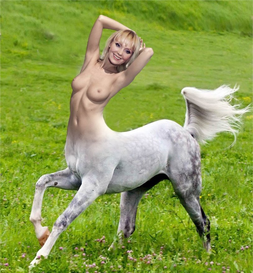 Woman a centaur with naked tits