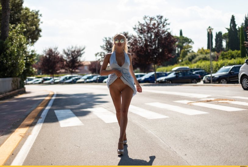 Girl & in & sneakers & Bottomless & without & panties