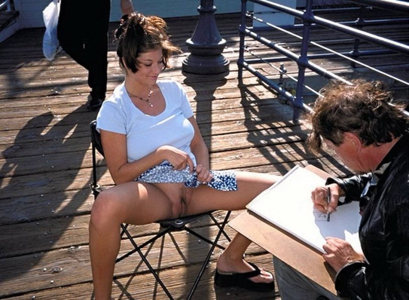 Without panties in public