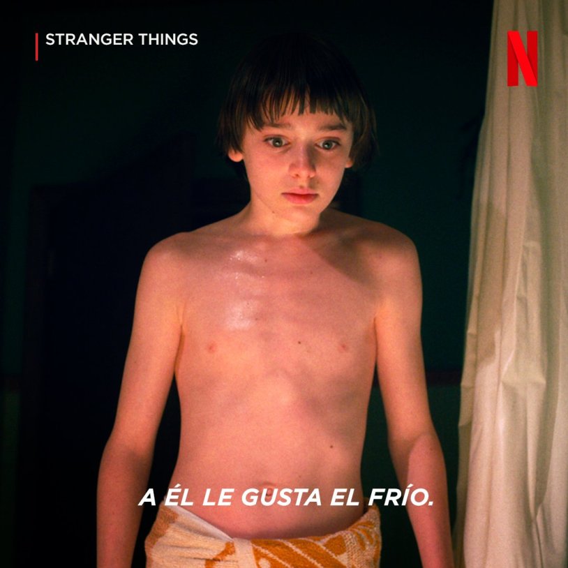 Noah Shnapp with naked torso