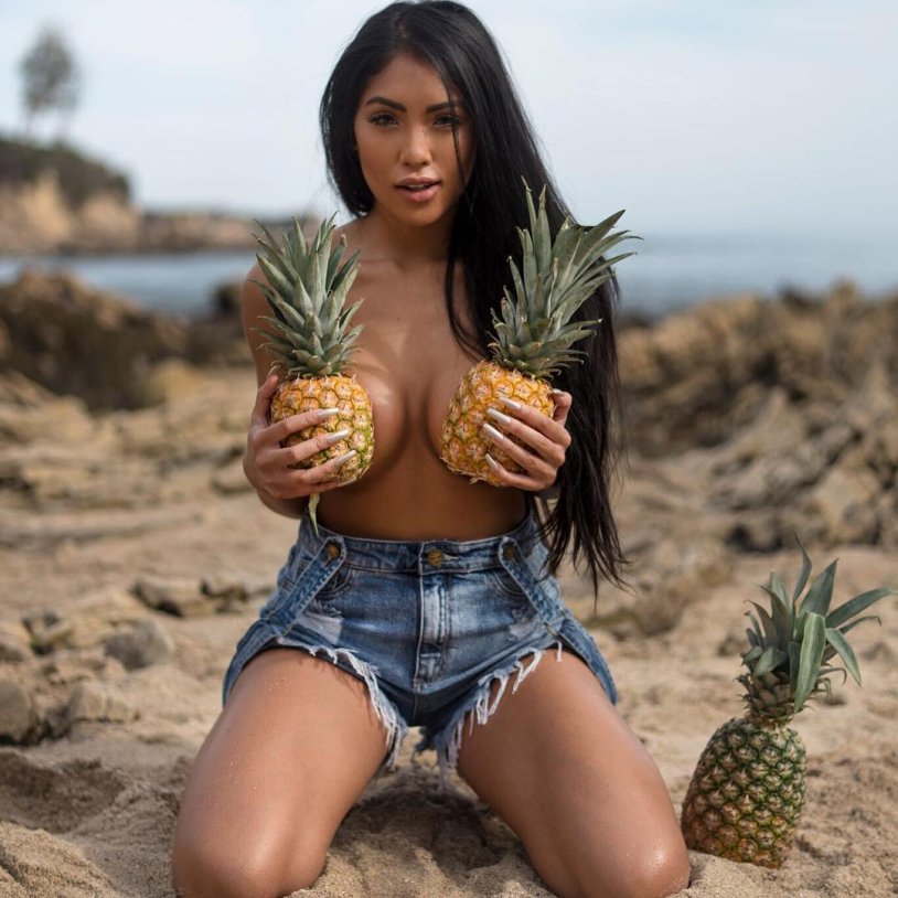 Girl with pineapple